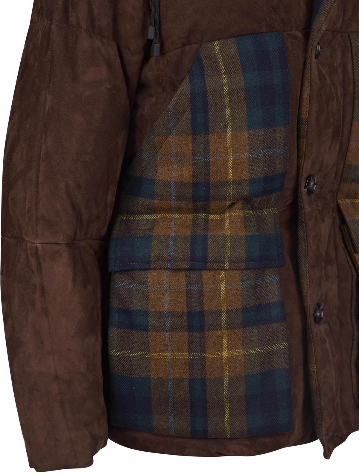 Kiton Multicolor Leather Goat Suede Cashmere Virgin Wool Coat