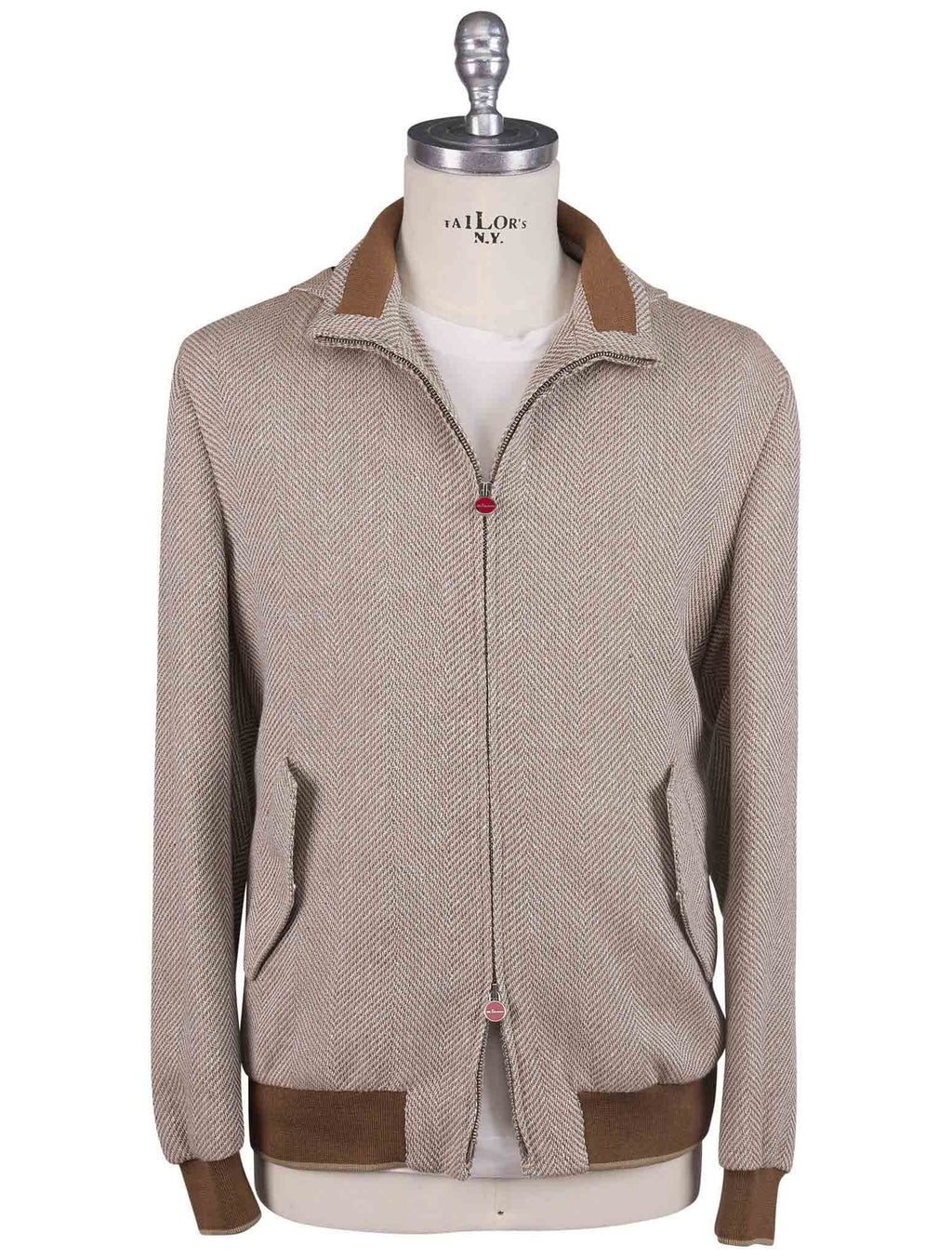Kiton Kiton Beige Brown Cashmere Linen Coat Beige / Brown 000