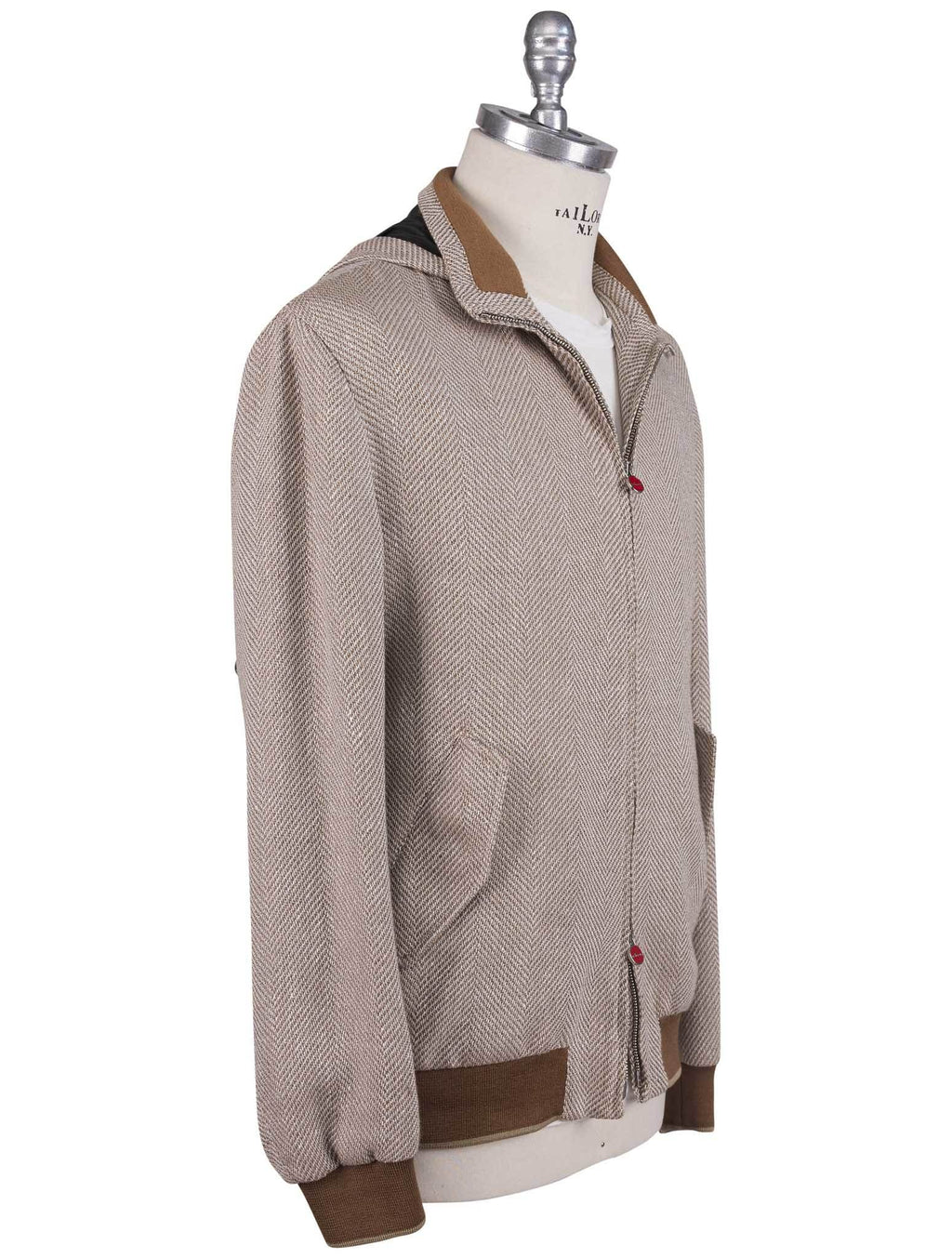 Kiton Kiton Beige Brown Cashmere Linen Coat Beige / Brown 001
