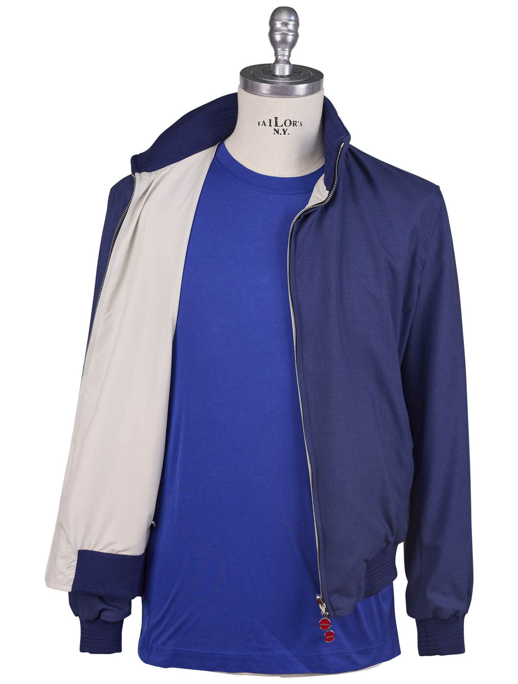 Kiton Blue Cashmere Silk Coat