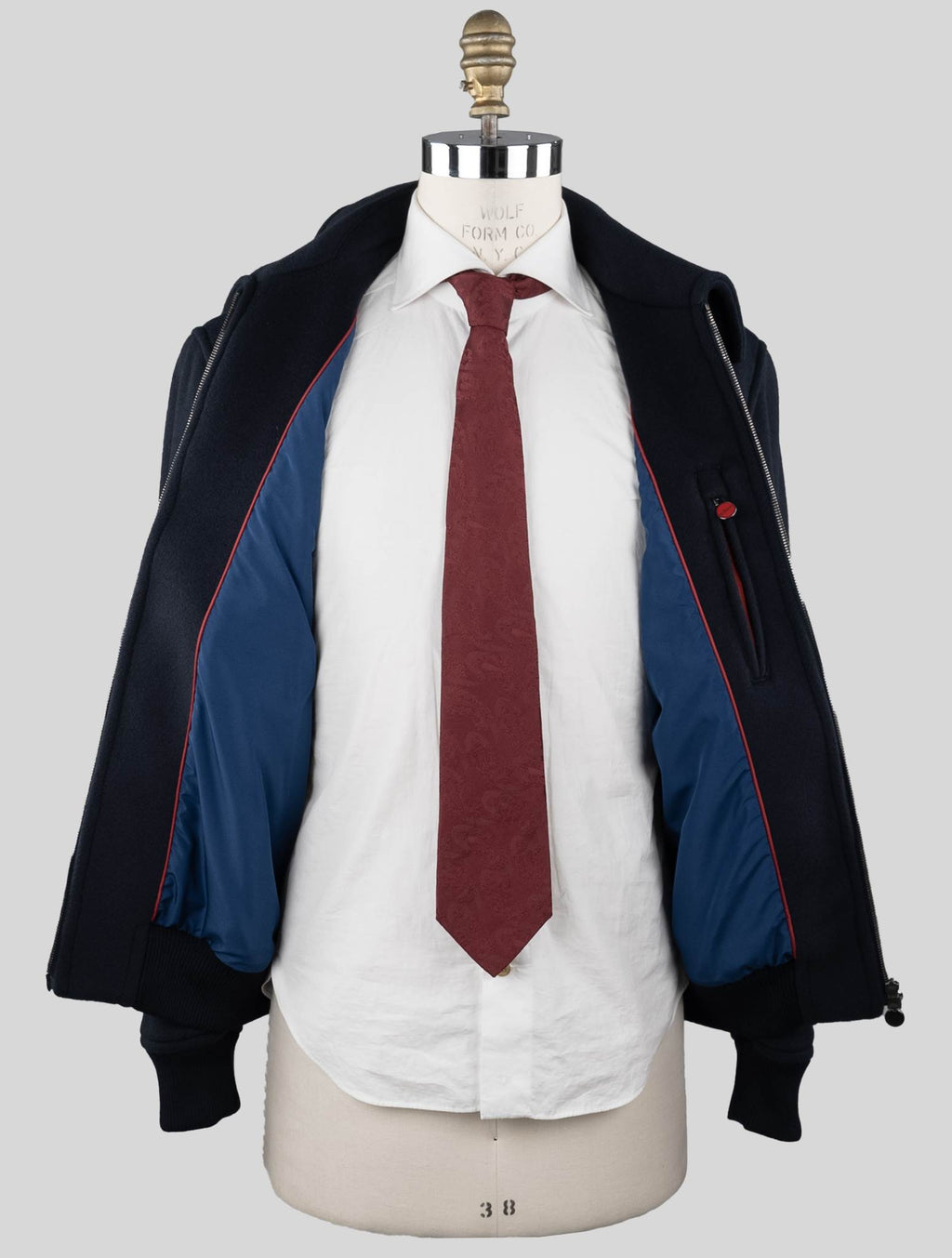Kiton Blue Virgin Wool Cashmere Coat