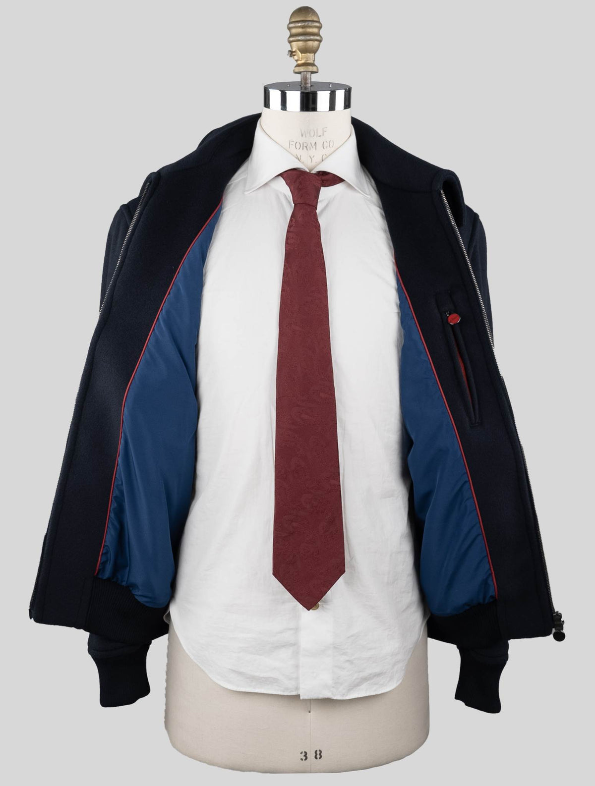 Kiton Blue Virgin Wool Cashmere Coat