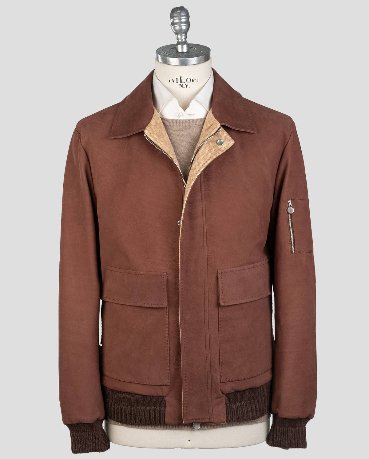 Kiton Kiton Leather Vicuna Perù Cashmere Coat Brown 000