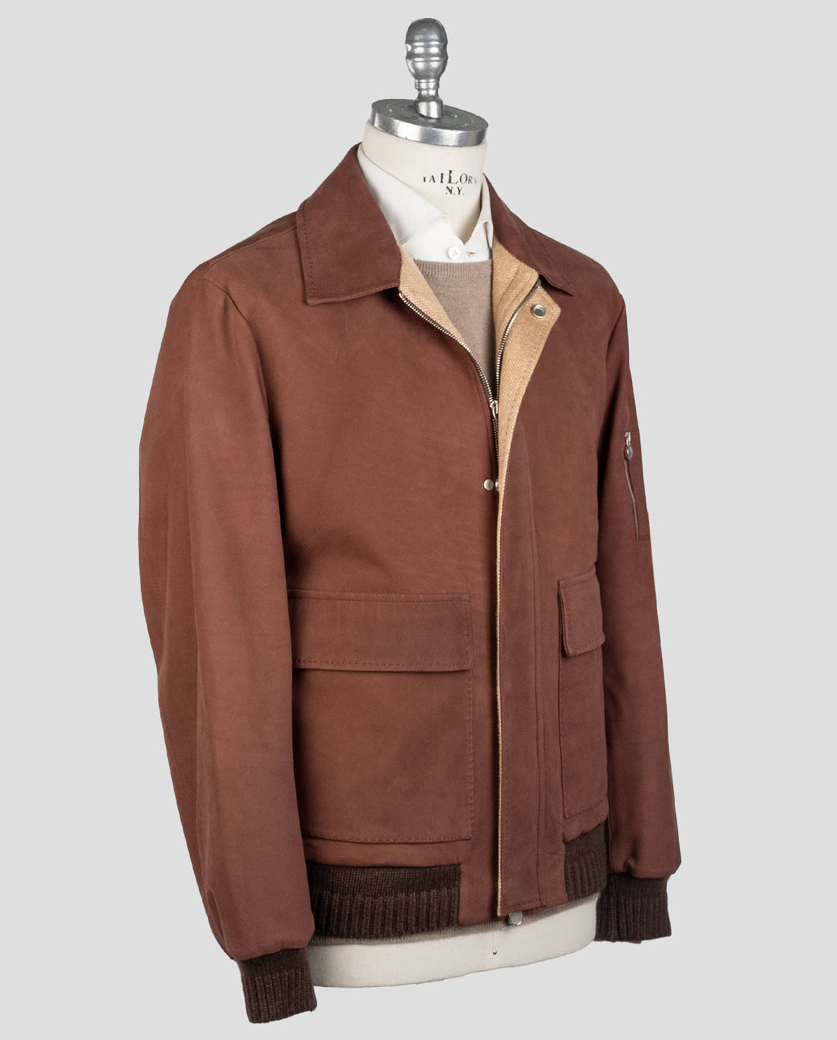 Kiton Kiton Leather Vicuna Perù Cashmere Coat Brown 001