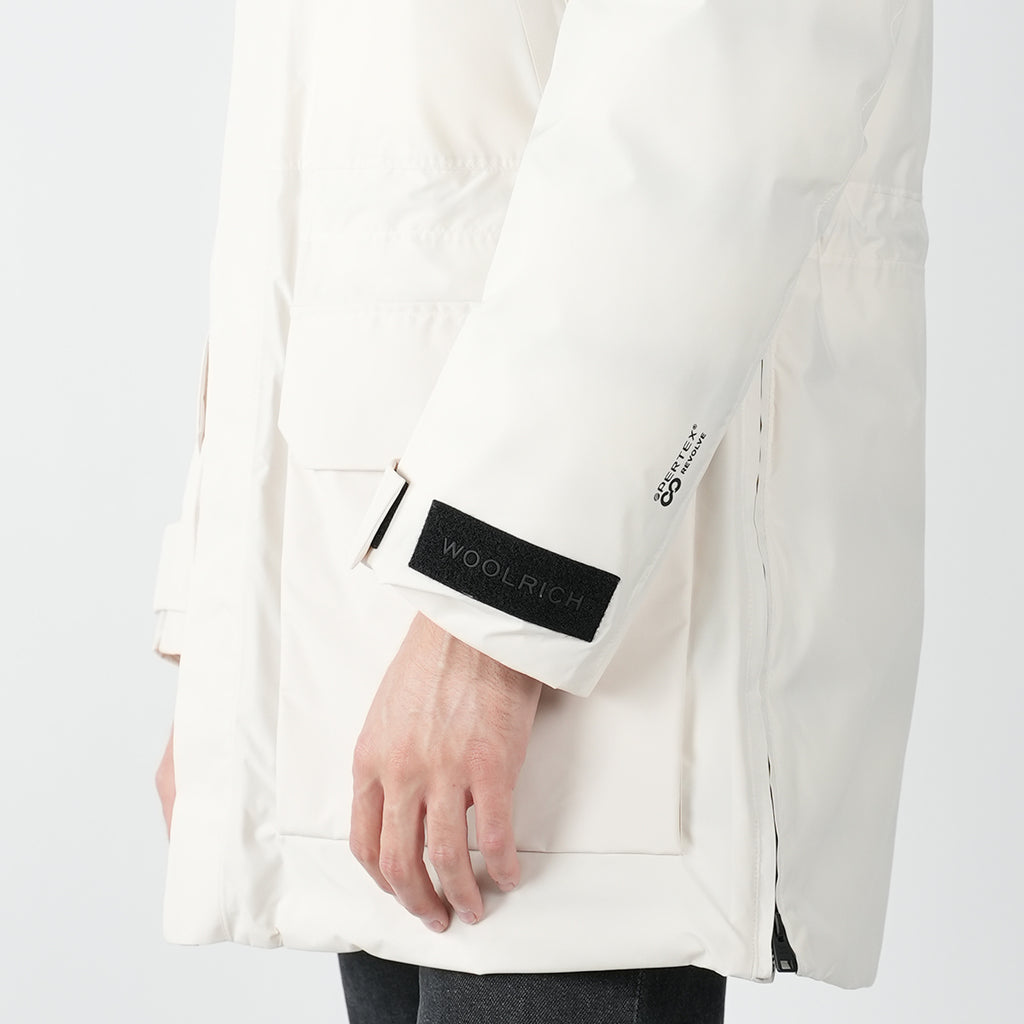 Woolrich White Pl Pertex Long Parka Coat