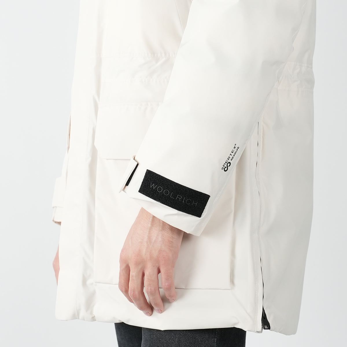 Woolrich White Pl Pertex Long Parka Coat