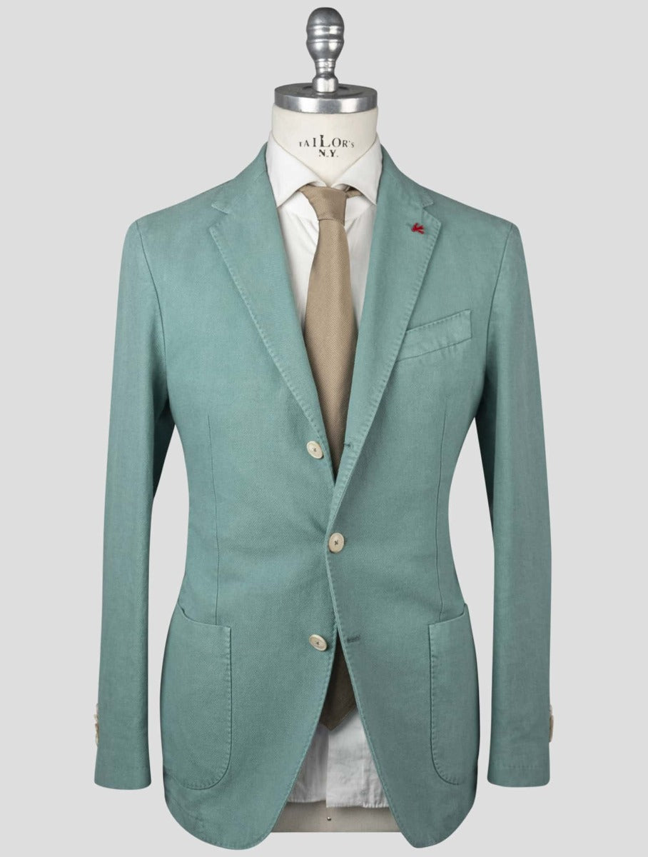 Isaia Green Cotton Linen Blazer