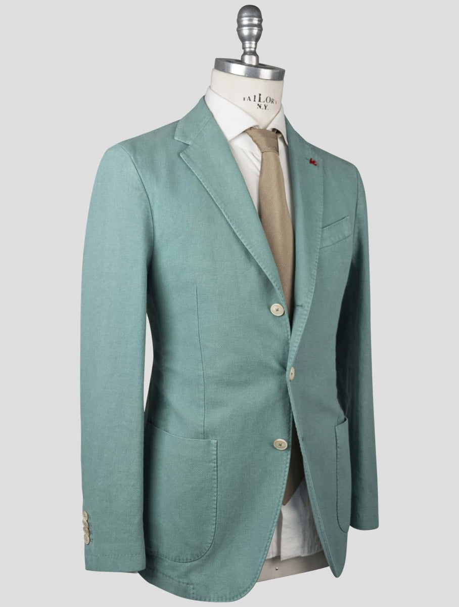 Isaia Green Cotton Linen Blazer