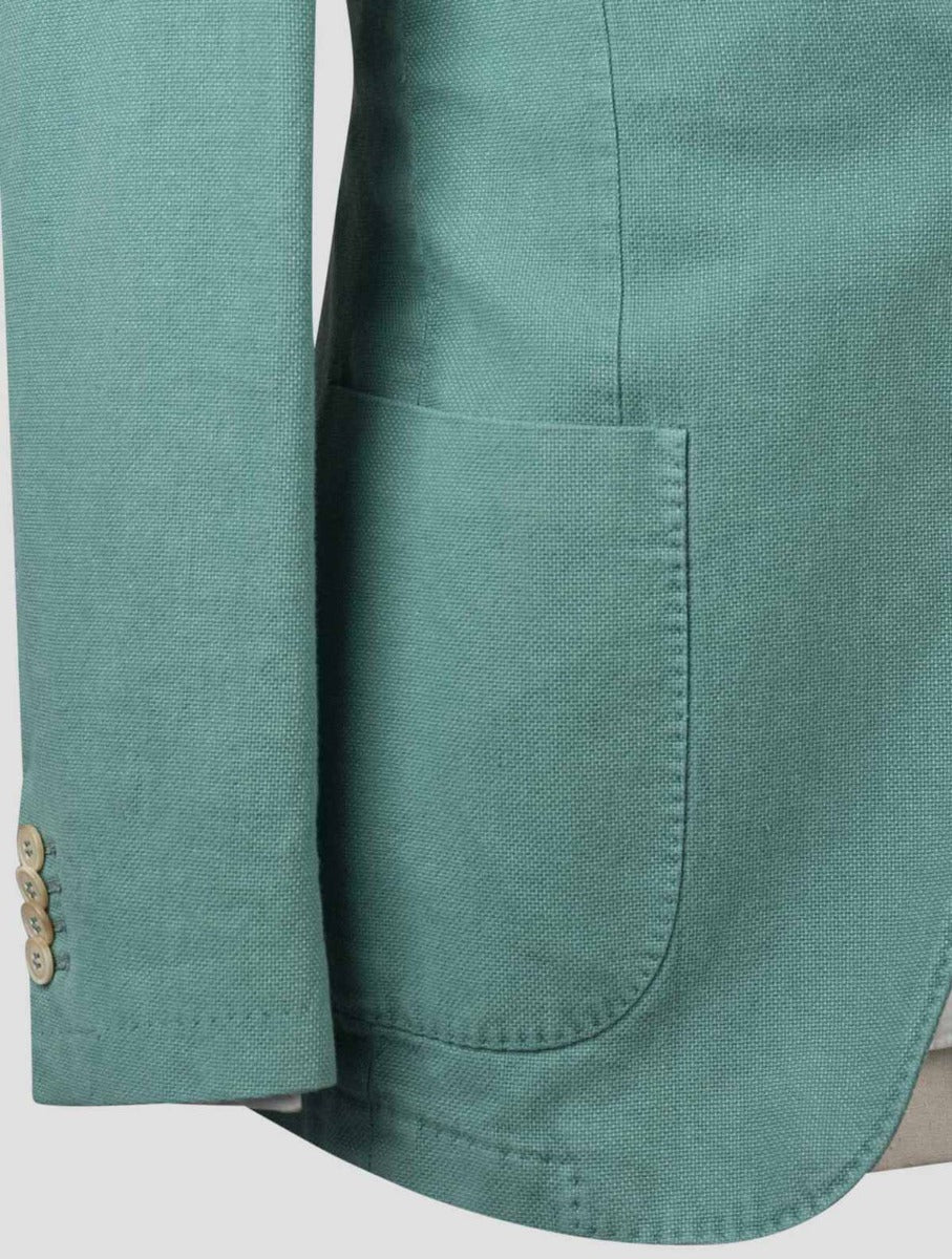 Isaia Green Cotton Linen Blazer