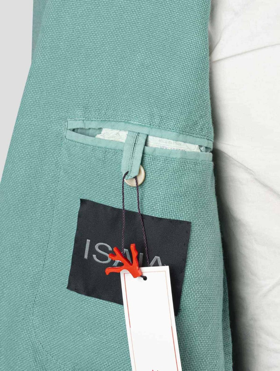 Isaia Green Cotton Linen Blazer