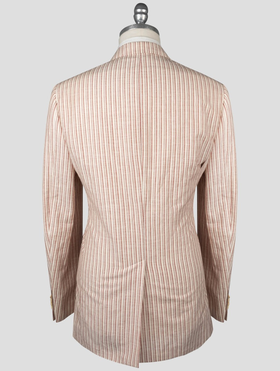 Isaia Red White Linen Cotton Blazer