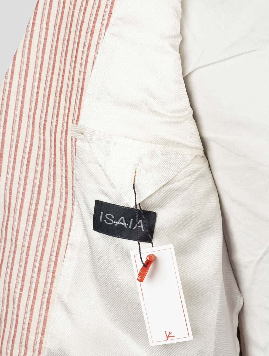 Isaia Red White Linen Cotton Blazer
