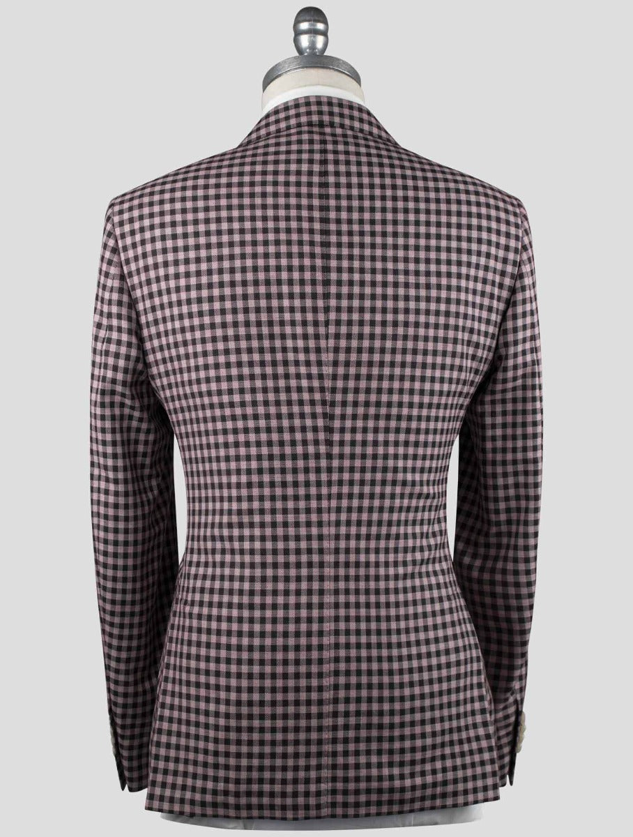 Isaia Pink Black Wool Cotton Blazer