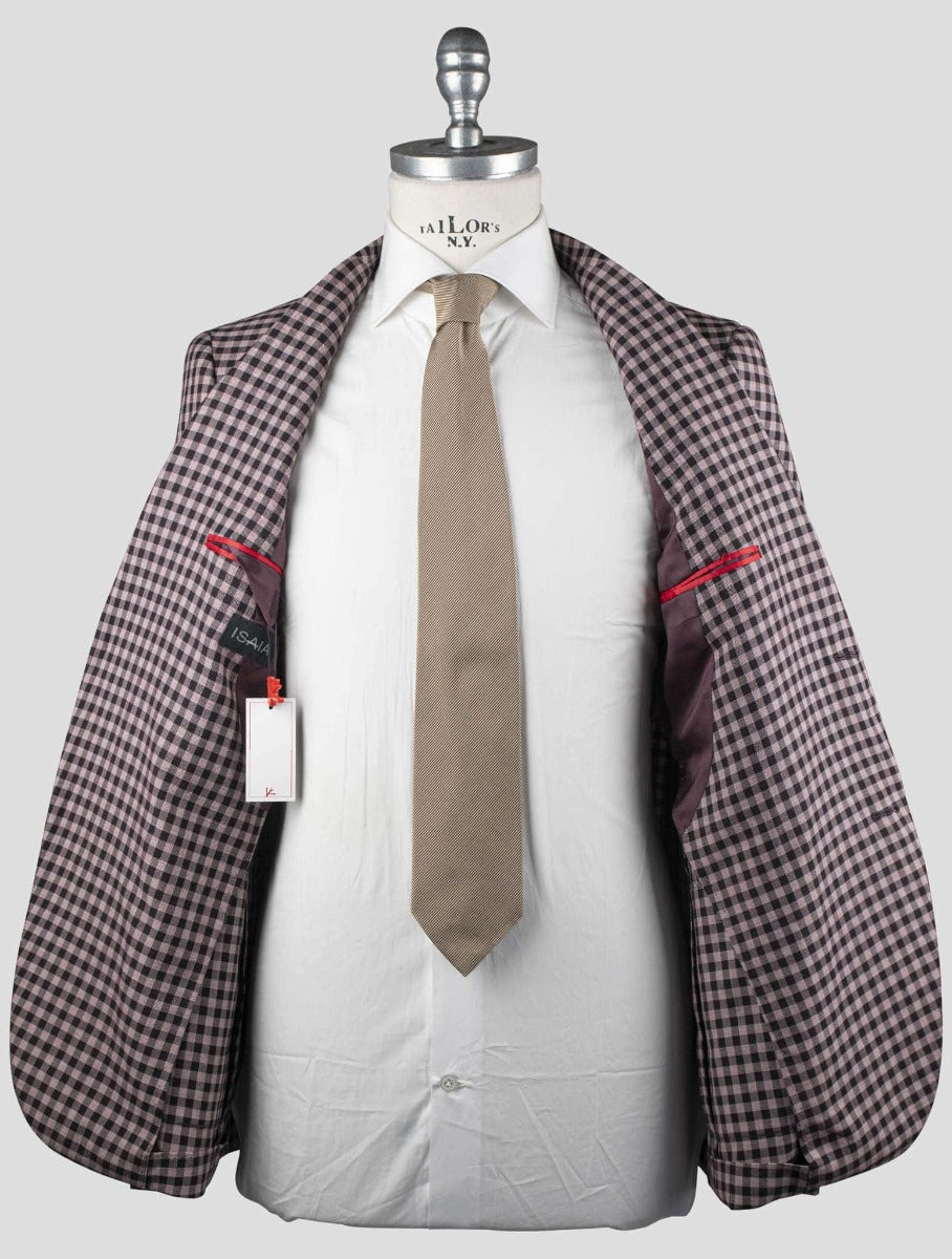 Isaia Pink Black Wool Cotton Blazer
