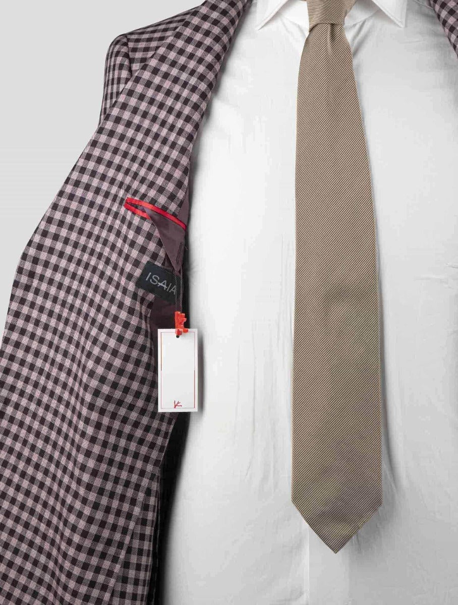 Isaia Pink Black Wool Cotton Blazer