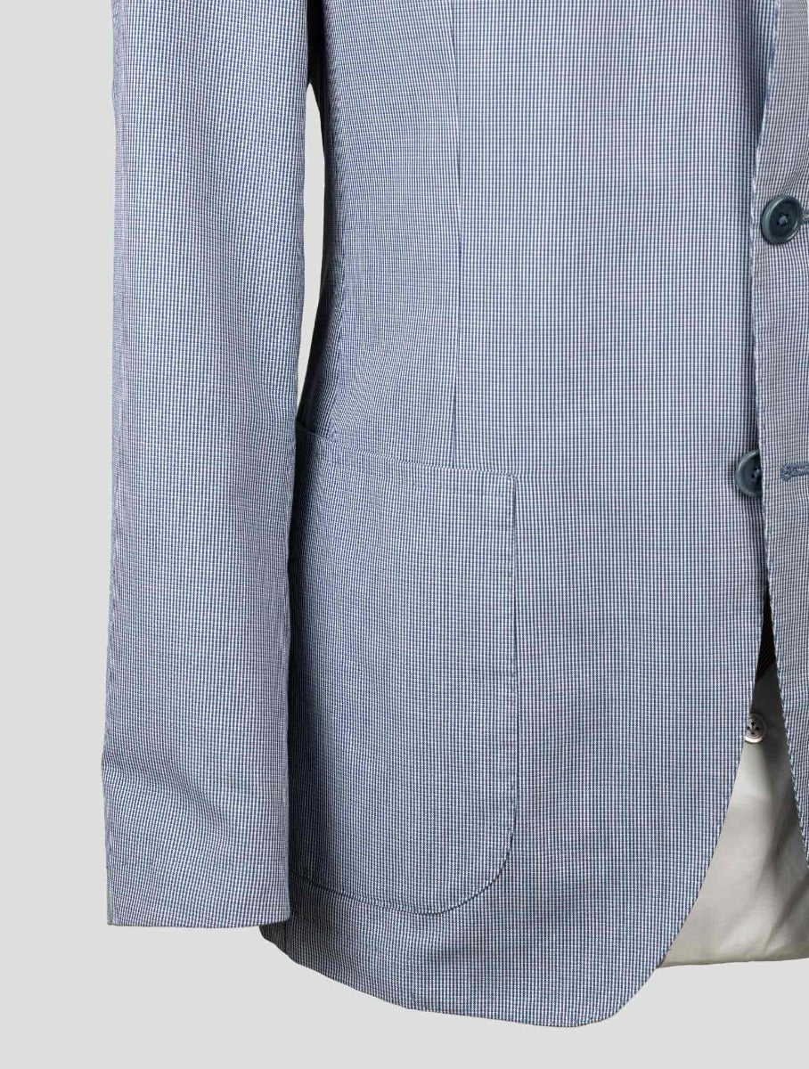 Isaia Blue Cotton Wool Blazer
