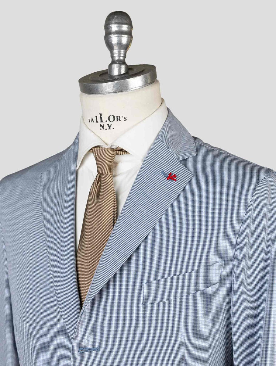 Isaia Blue Cotton Wool Blazer