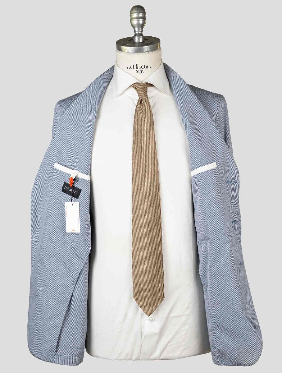 Isaia Blue Cotton Wool Blazer