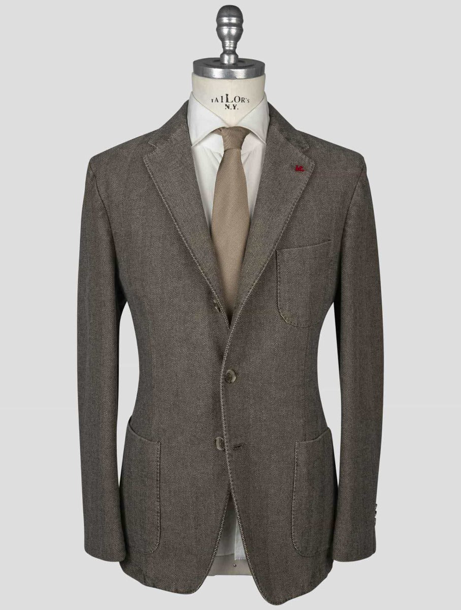 Isaia Brown Cotton Blazer