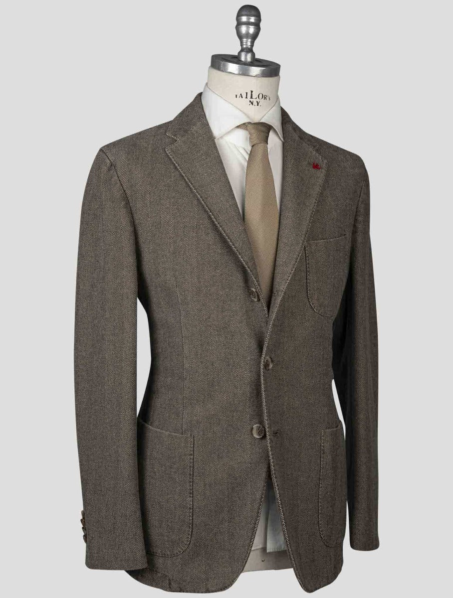 Isaia Brown Cotton Blazer