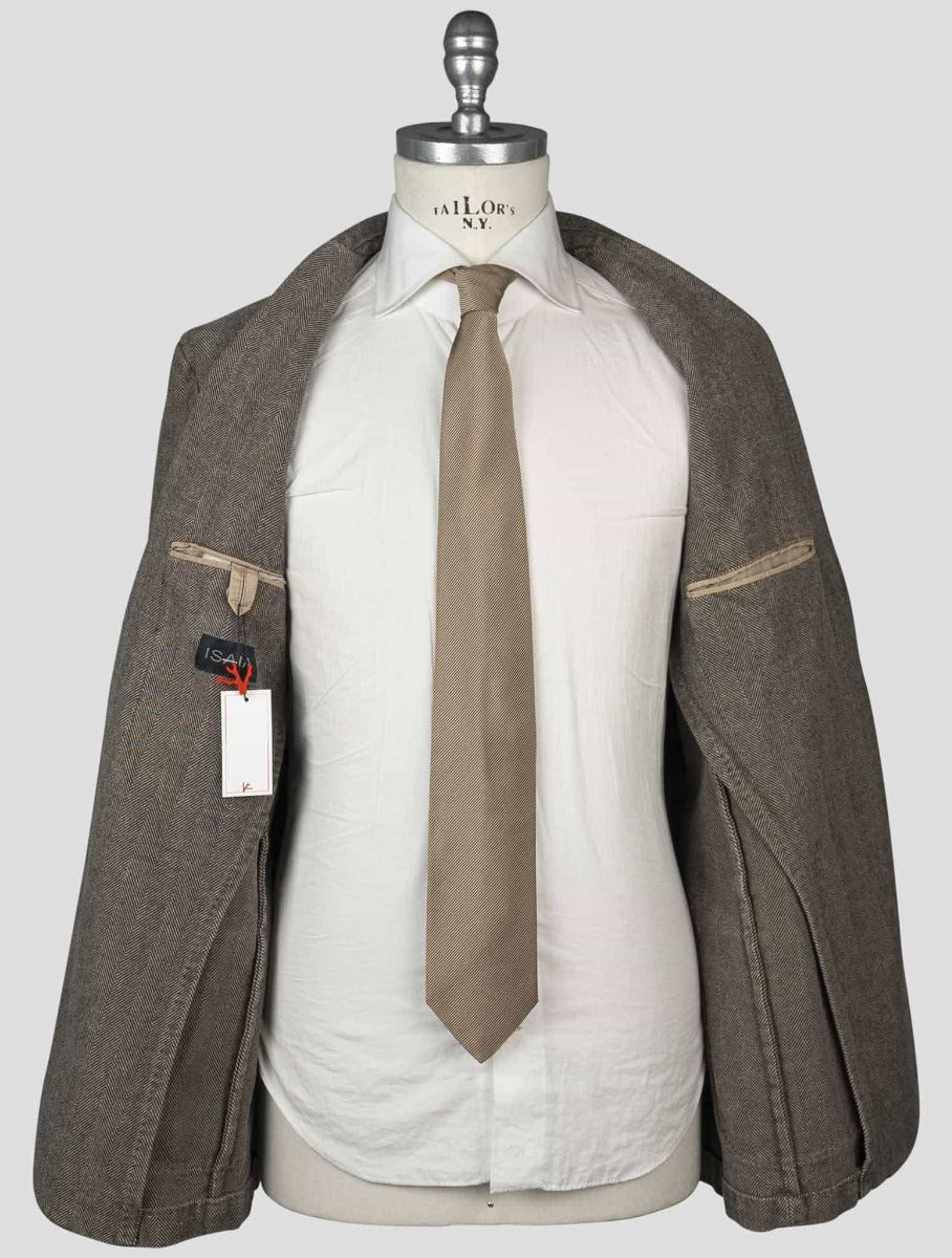 Isaia Brown Cotton Blazer