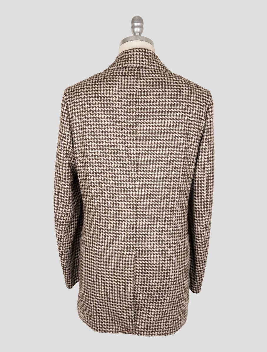 Isaia Beige Brown Wool Overcoat