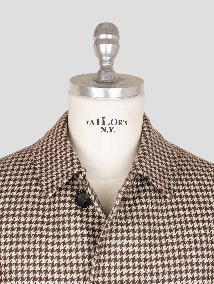 Isaia Beige Brown Wool Overcoat