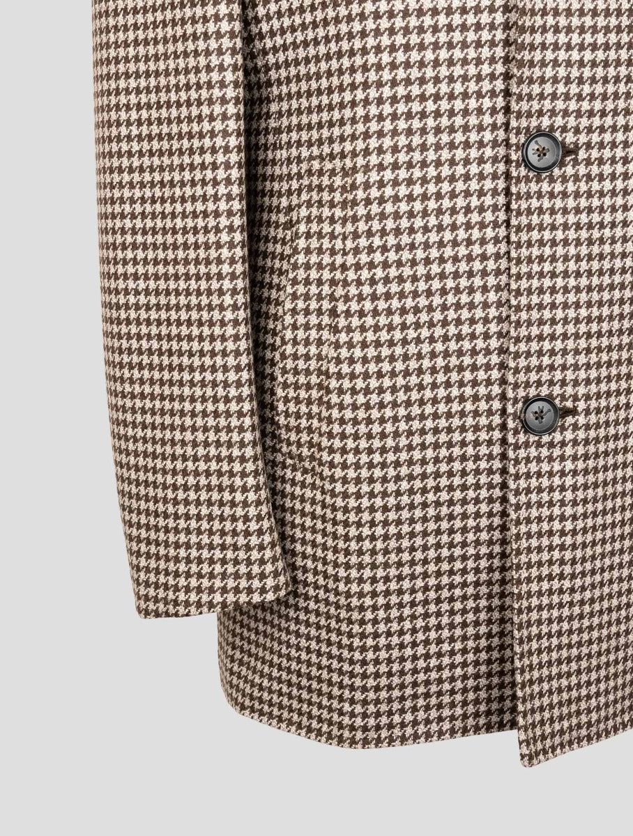Isaia Beige Brown Wool Overcoat