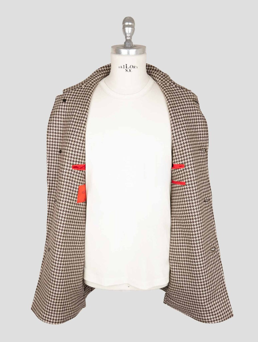 Isaia Beige Brown Wool Overcoat