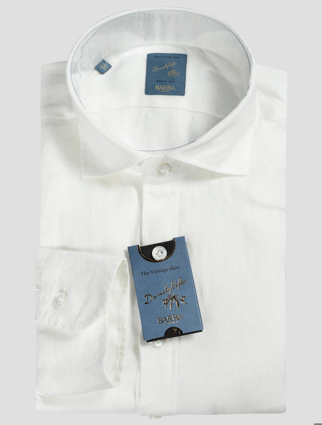 Barba Napoli White Linen Polo Shirt