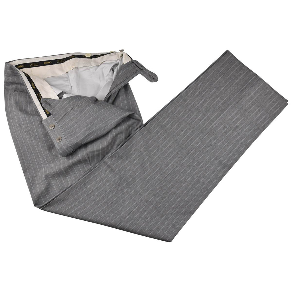 Zilli Zilli Gray Light Blue Wool Dress Pants Gray/Light Blue 001