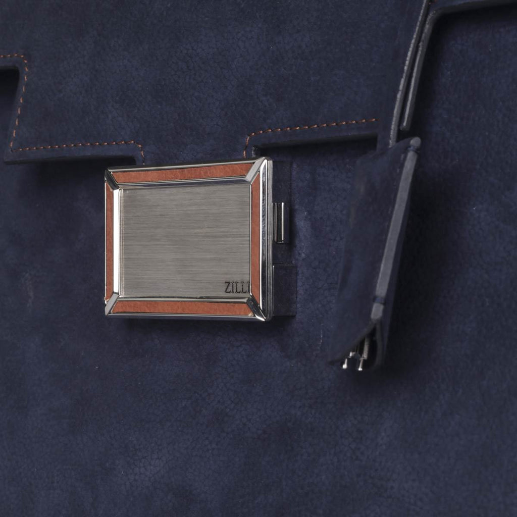 Zilli Zilli Blue Calfskin Briefcase Blue 001