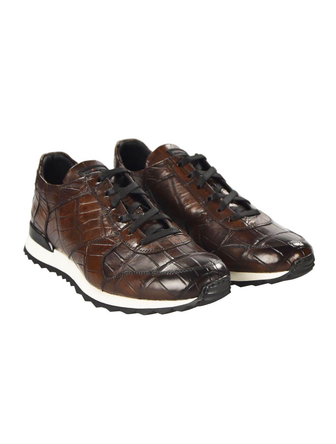 KITON Brown Leather Crocodile Shoes RAFFAELLO