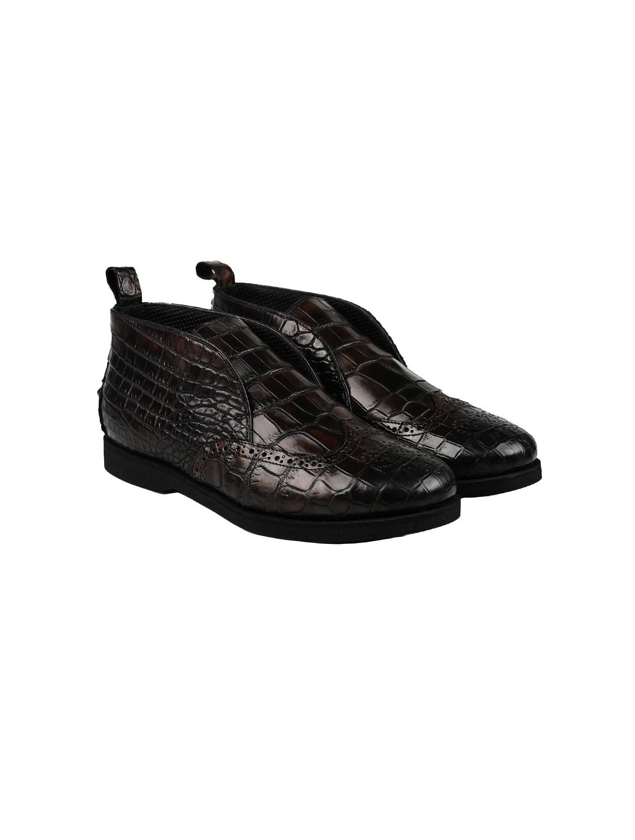 KITON Brown Leather Crocodile Shoes RAFFAELLO