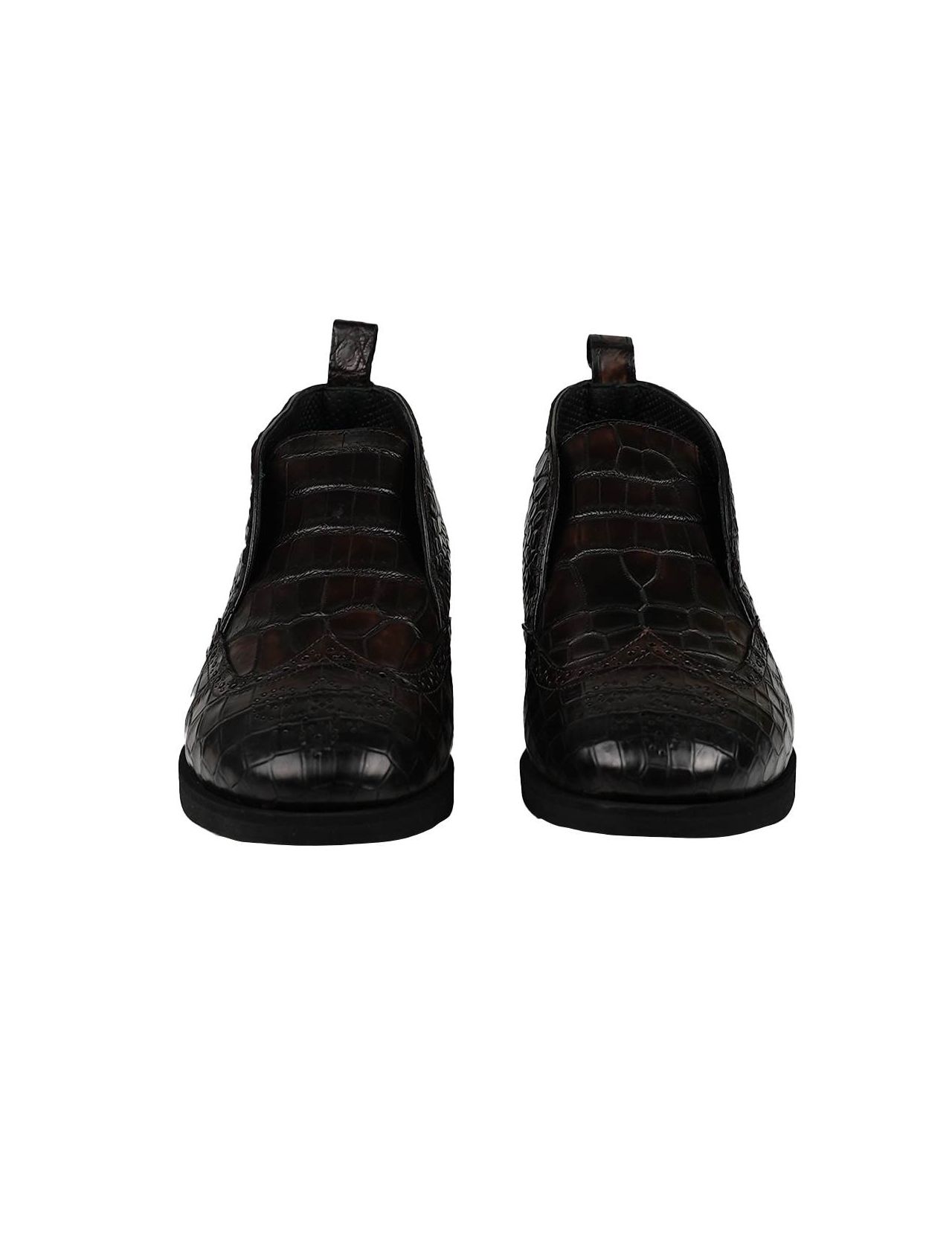 KITON Brown Leather Crocodile Shoes RAFFAELLO