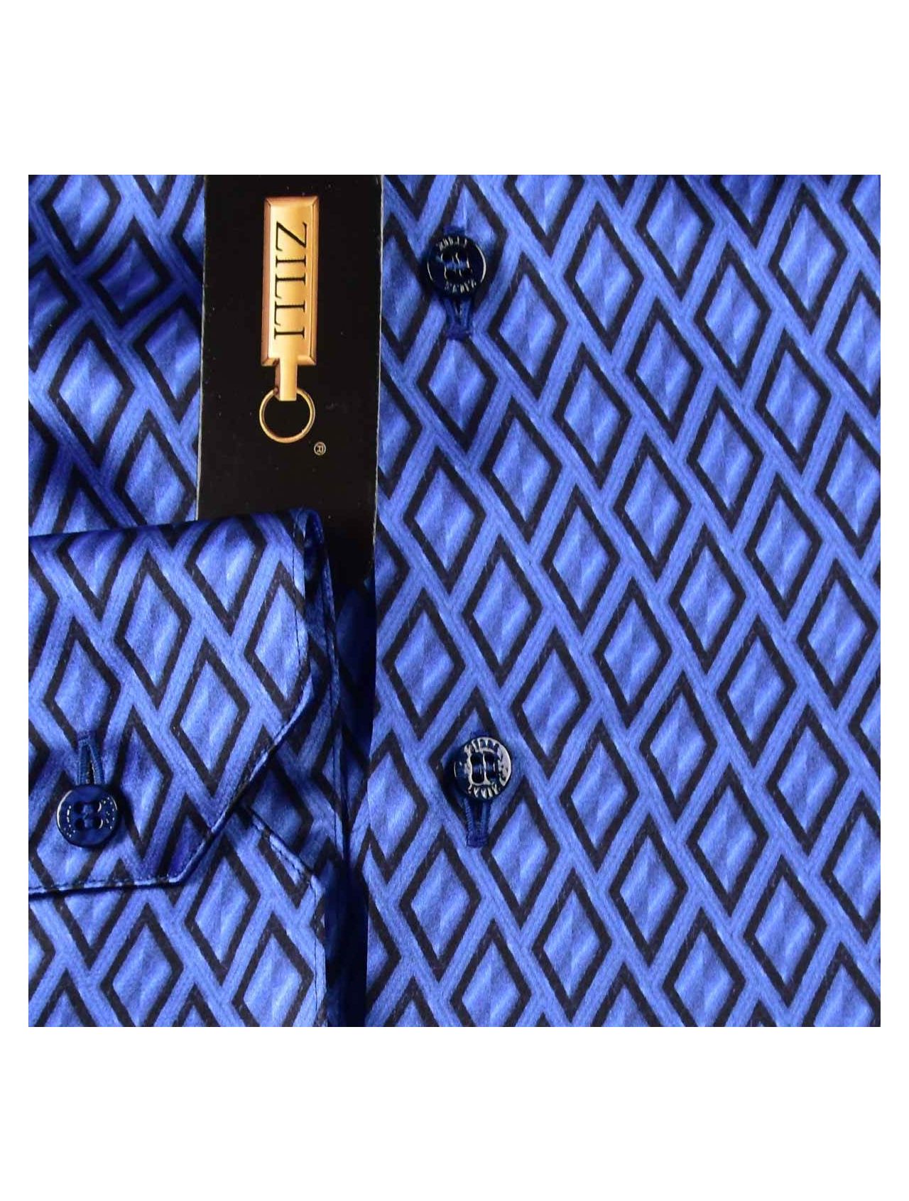 Zilli Silk Shirt in Geometric Monogram Print 17.5